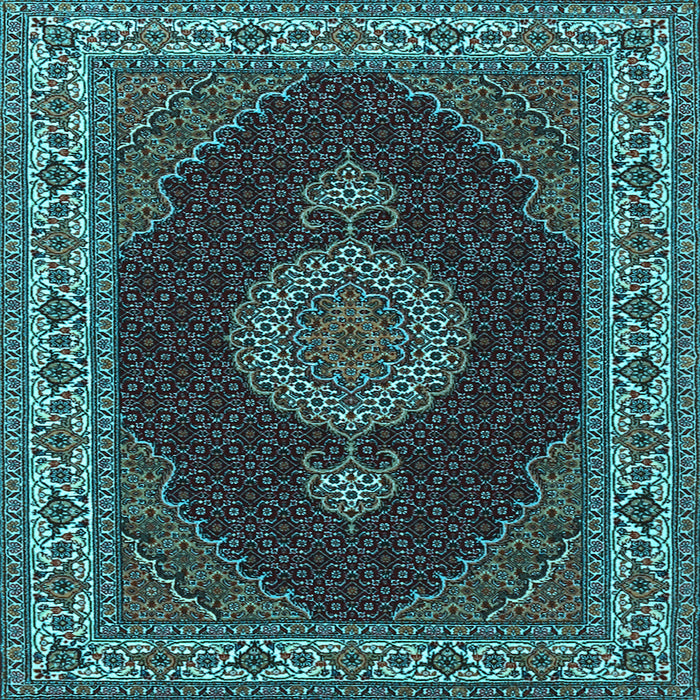 Square Medallion Light Blue Traditional Rug, tr2038lblu