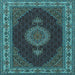 Square Medallion Light Blue Traditional Rug, tr2038lblu