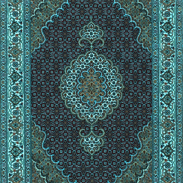 Machine Washable Medallion Light Blue Traditional Rug, wshtr2038lblu