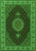 Serging Thickness of Machine Washable Medallion Green Traditional Area Rugs, wshtr2038grn