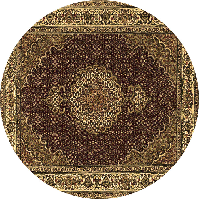 Round Medallion Brown Traditional Rug, tr2038brn