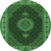 Round Medallion Emerald Green Traditional Rug, tr2038emgrn