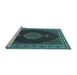 Sideview of Machine Washable Medallion Light Blue Traditional Rug, wshtr2038lblu