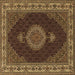 Square Machine Washable Medallion Brown Traditional Rug, wshtr2038brn