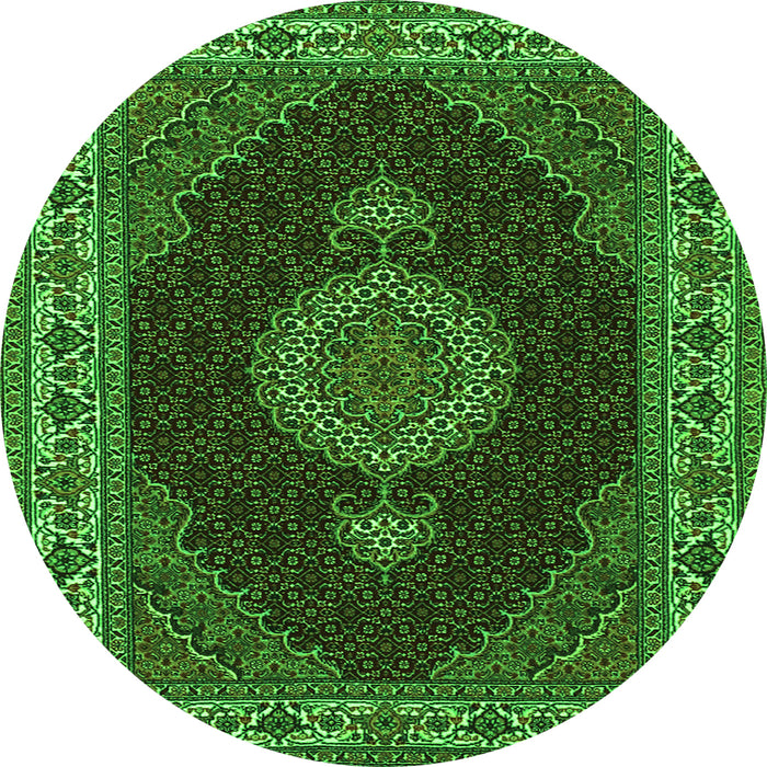 Square Medallion Green Traditional Rug, tr2038grn