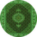 Square Medallion Green Traditional Rug, tr2038grn