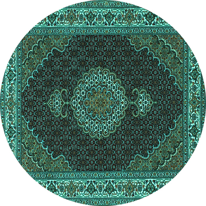 Round Medallion Turquoise Traditional Rug, tr2038turq