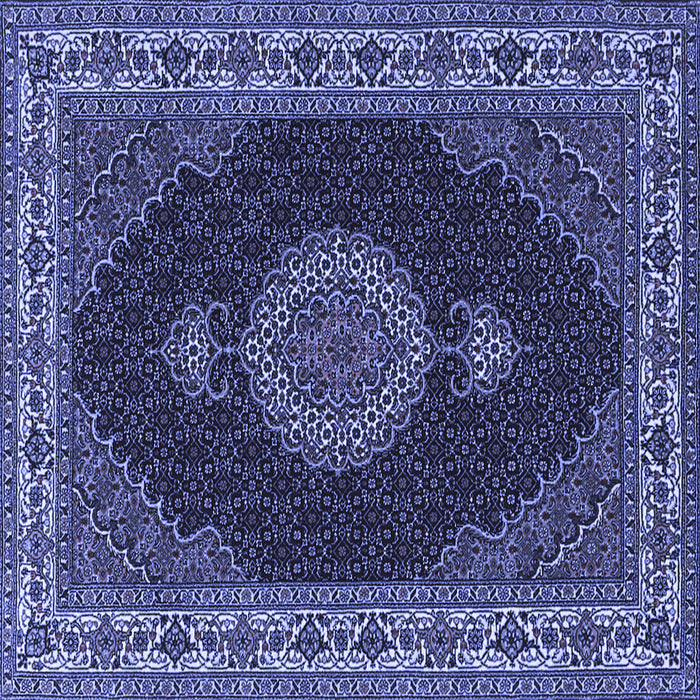 Square Machine Washable Medallion Blue Traditional Rug, wshtr2038blu