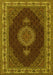 Machine Washable Medallion Yellow Traditional Rug, wshtr2038yw