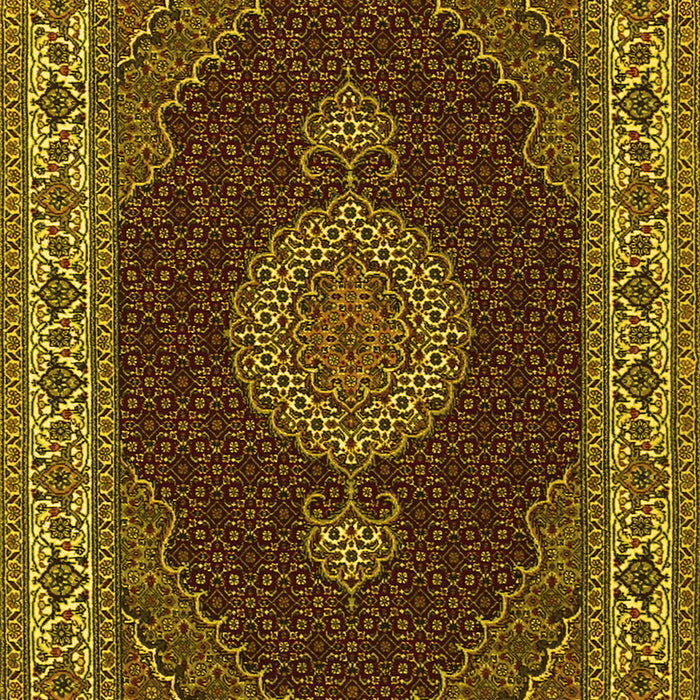 Machine Washable Medallion Yellow Traditional Rug, wshtr2038yw