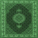 Square Medallion Emerald Green Traditional Rug, tr2038emgrn