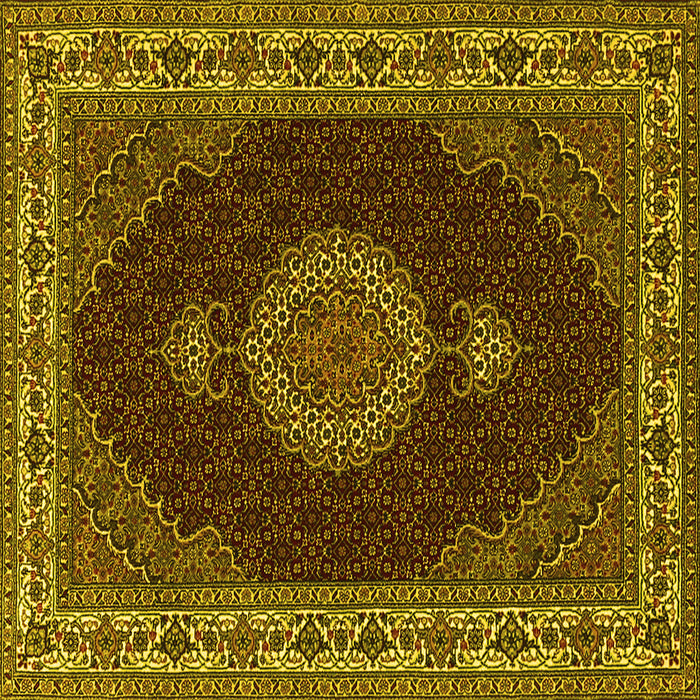 Square Medallion Yellow Traditional Rug, tr2038yw