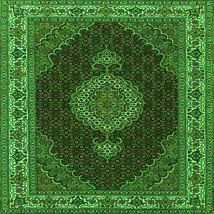 Serging Thickness of Medallion Green Traditional Rug, tr2038grn