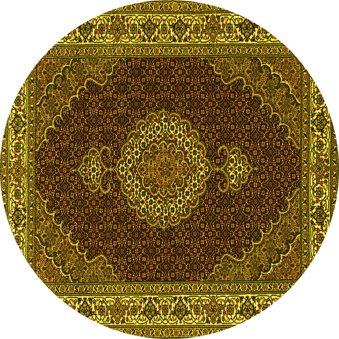 Round Medallion Yellow Traditional Rug, tr2038yw