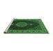 Sideview of Machine Washable Medallion Emerald Green Traditional Area Rugs, wshtr2038emgrn