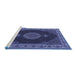 Sideview of Machine Washable Medallion Blue Traditional Rug, wshtr2038blu