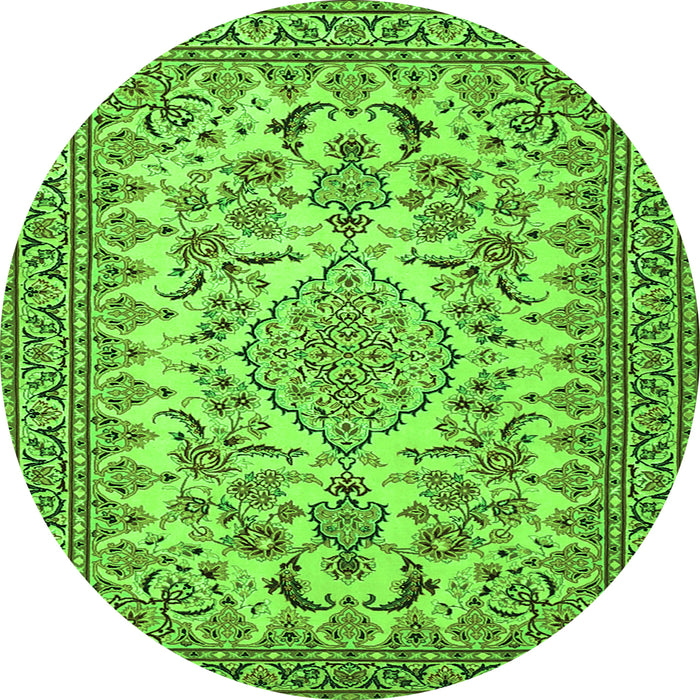 Machine Washable Medallion Green Traditional Area Rugs, wshtr2039grn