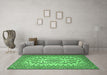 Machine Washable Medallion Emerald Green Traditional Area Rugs in a Living Room,, wshtr2039emgrn