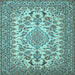 Square Medallion Light Blue Traditional Rug, tr2039lblu