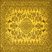 Square Machine Washable Medallion Yellow Traditional Rug, wshtr2039yw