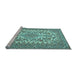 Sideview of Machine Washable Medallion Light Blue Traditional Rug, wshtr2039lblu