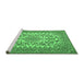 Sideview of Machine Washable Medallion Emerald Green Traditional Area Rugs, wshtr2039emgrn