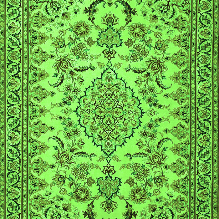 Serging Thickness of Machine Washable Medallion Green Traditional Area Rugs, wshtr2039grn