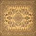 Square Machine Washable Medallion Brown Traditional Rug, wshtr2039brn