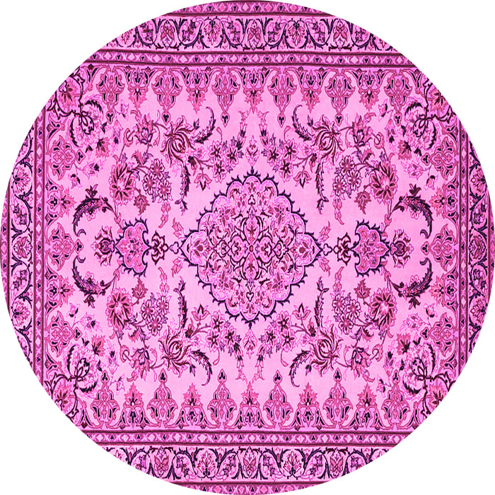 Round Medallion Pink Traditional Rug, tr2039pnk