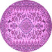 Round Medallion Purple Traditional Rug, tr2039pur