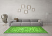 Machine Washable Medallion Green Traditional Area Rugs in a Living Room,, wshtr2039grn