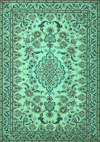 Medallion Turquoise Traditional Rug, tr2039turq