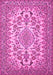 Machine Washable Medallion Pink Traditional Rug, wshtr2039pnk