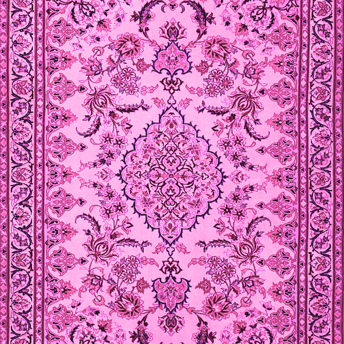 Machine Washable Medallion Pink Traditional Rug, wshtr2039pnk