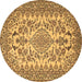 Round Medallion Brown Traditional Rug, tr2039brn