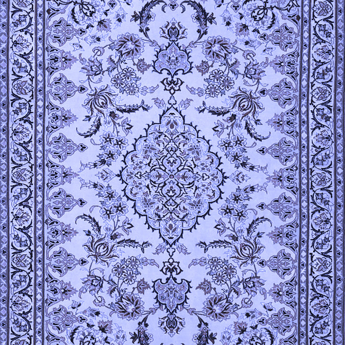Machine Washable Medallion Blue Traditional Rug, wshtr2039blu