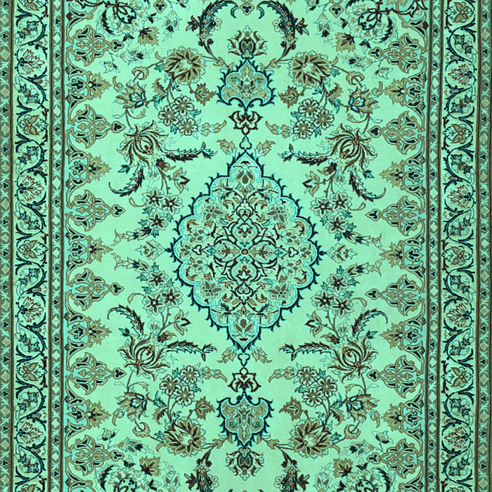 Machine Washable Medallion Turquoise Traditional Area Rugs, wshtr2039turq
