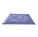 Sideview of Machine Washable Medallion Blue Traditional Rug, wshtr2039blu