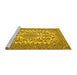 Sideview of Machine Washable Medallion Yellow Traditional Rug, wshtr2039yw