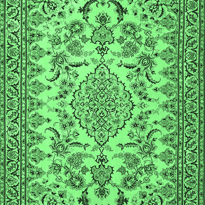 Machine Washable Medallion Emerald Green Traditional Area Rugs, wshtr2039emgrn