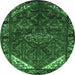 Round Persian Emerald Green Traditional Rug, tr203emgrn