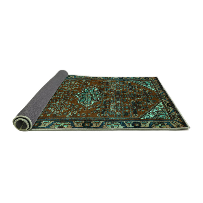 Sideview of Persian Turquoise Traditional Rug, tr203turq