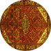 Round Persian Yellow Traditional Rug, tr203yw