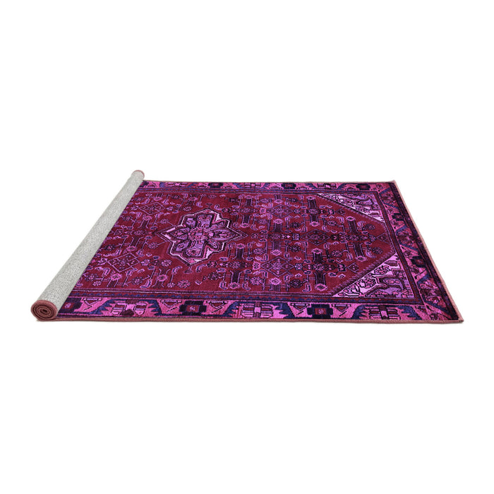 Sideview of Machine Washable Persian Purple Traditional Area Rugs, wshtr203pur