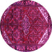 Round Persian Pink Traditional Rug, tr203pnk