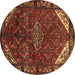 Round Persian Brown Traditional Rug, tr203brn