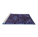 Sideview of Machine Washable Persian Blue Traditional Rug, wshtr203blu