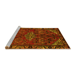 Sideview of Machine Washable Persian Yellow Traditional Rug, wshtr203yw