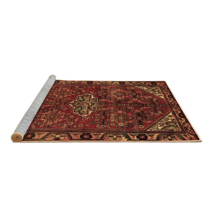 Sideview of Machine Washable Persian Brown Traditional Rug, wshtr203brn