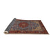 Sideview of Traditional Saffron Red Medallion Rug, tr2040